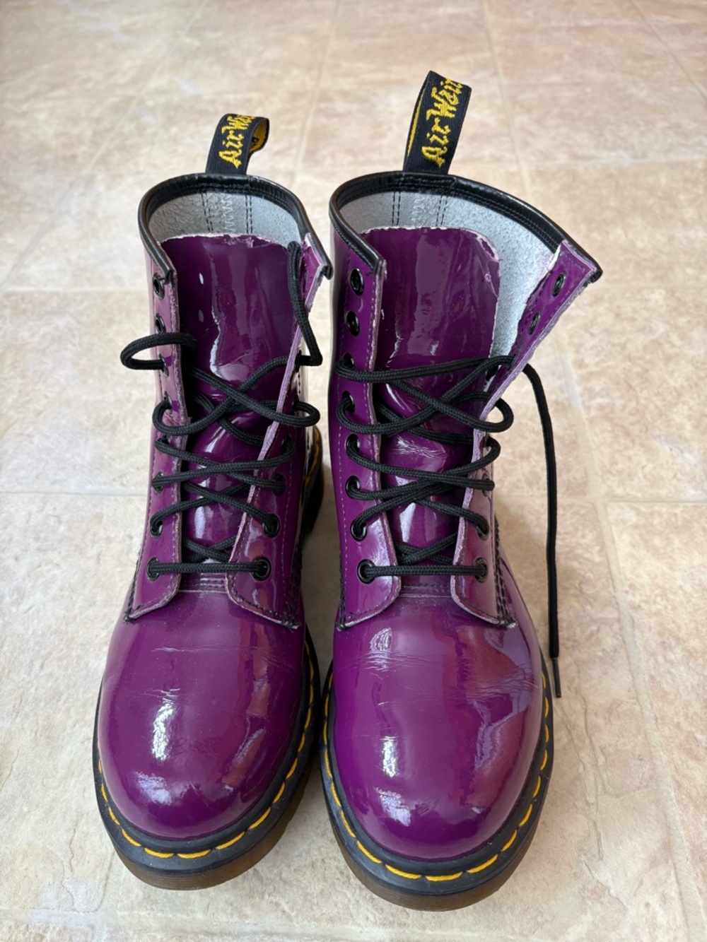 Dr. Martens Vintage Purple Lace-Up Patent Boots